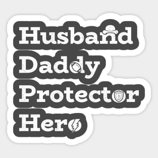 Husband. Daddy. Protector. Hero. With icons. Fathers Day Gift. Sticker